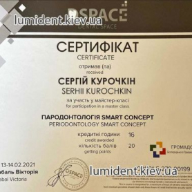 Сертификат Курочкин Сергей Игоревич