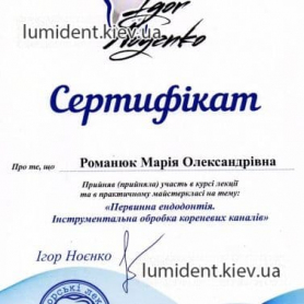 Сертификат Романюк Мария Александровна